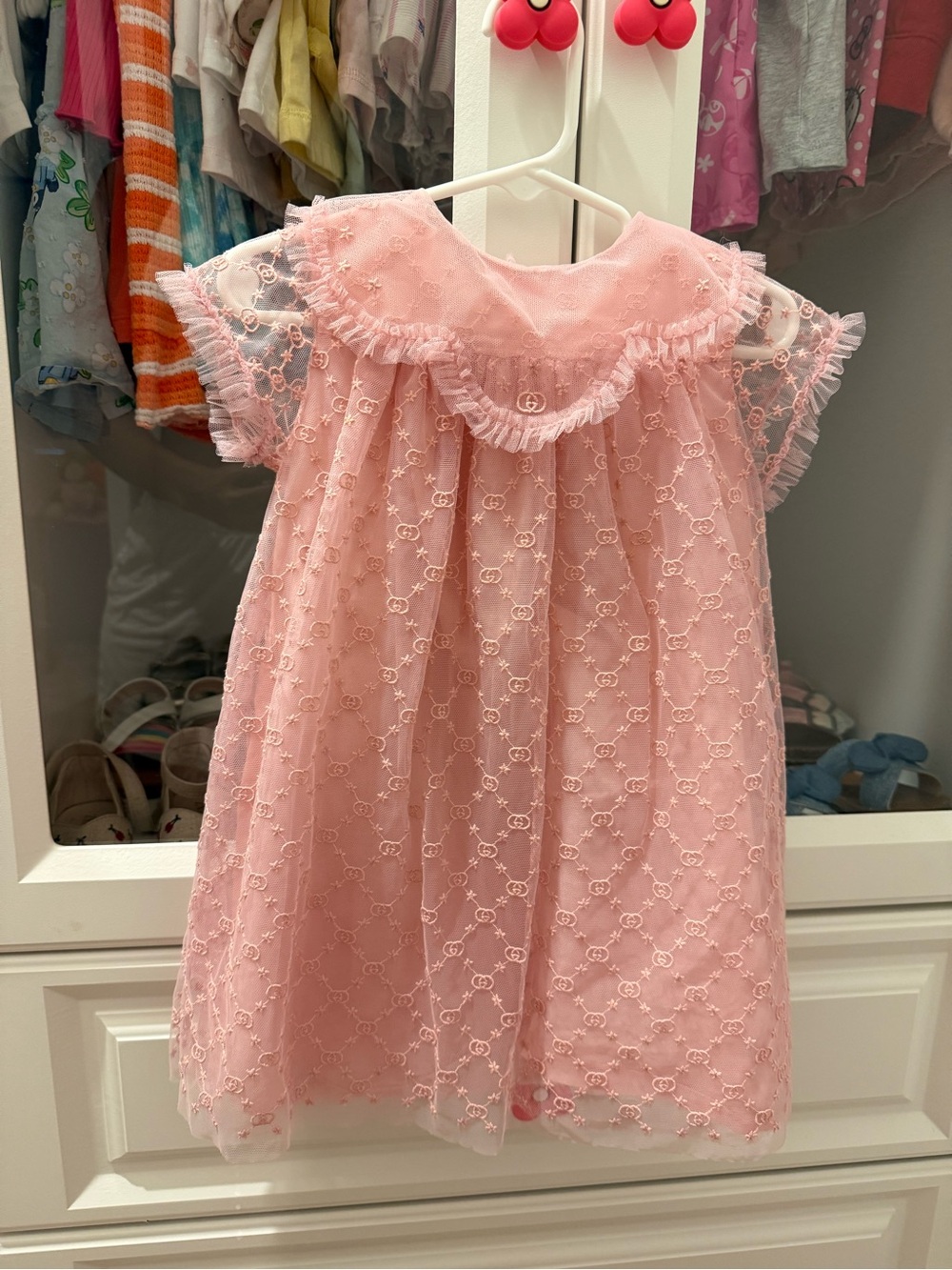 Gucci Pink Lace Overlay Girls Dress